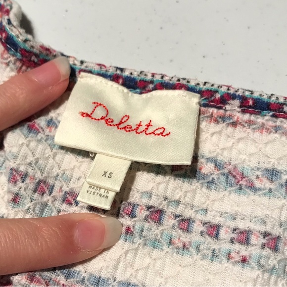 📦5/$50 Anthropologie Deletta Hestia Peplum Chevron Stripe Top Y2K Size XS - Picture 5 of 7